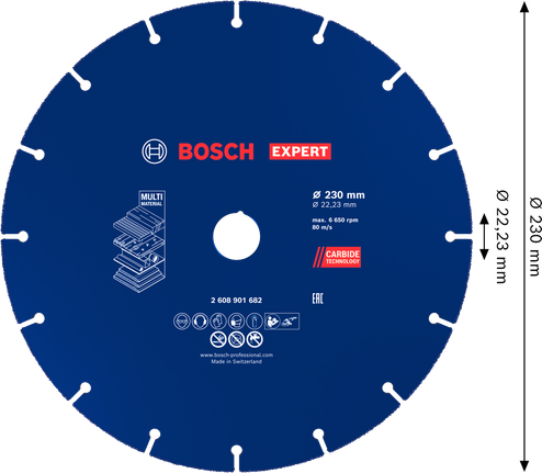 قرص القطع متعدد المواد من الكربيد Bosch EXPERT مقاس 230 مم.